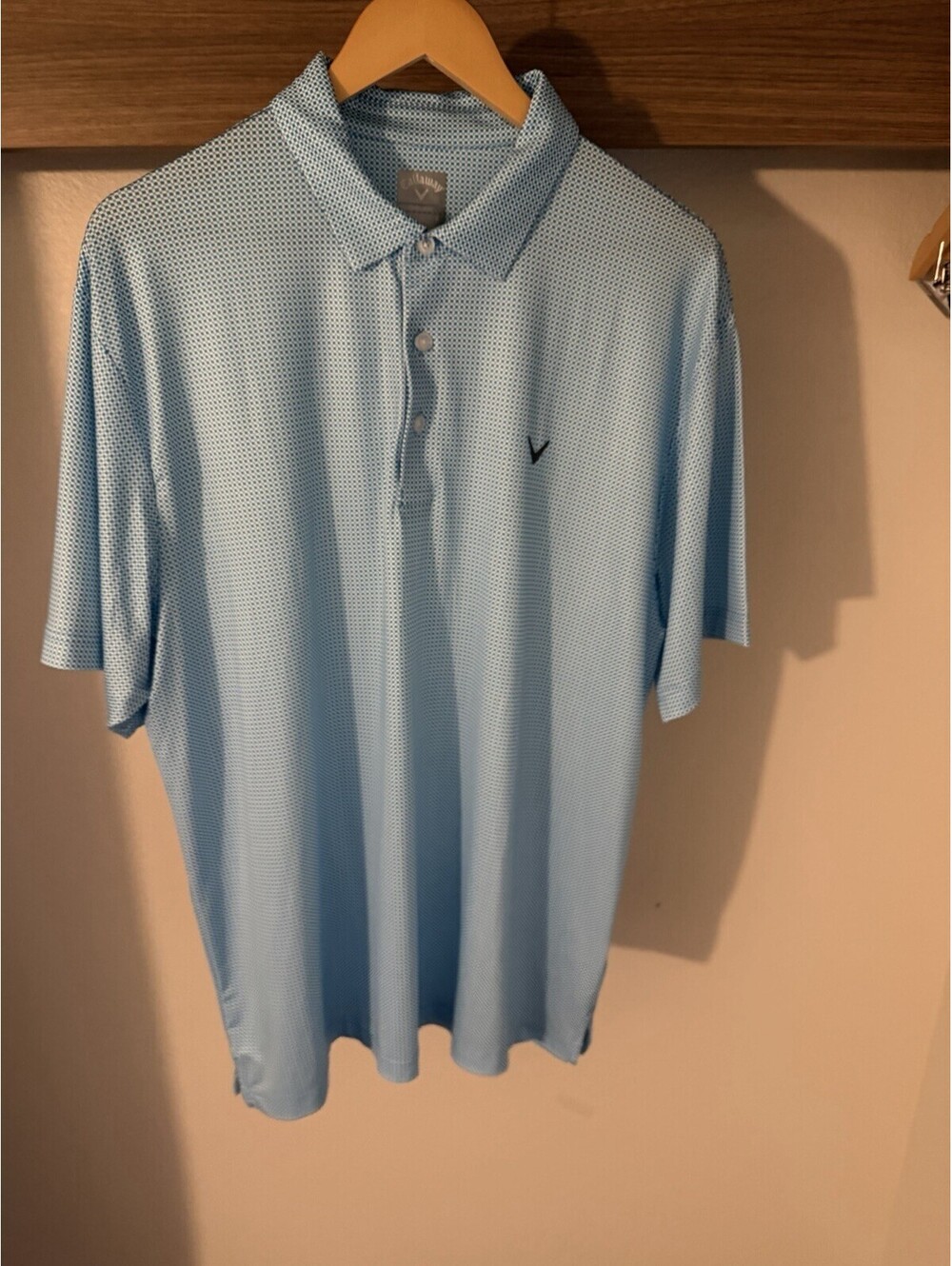 Callaway Mens Golf Polo Shirt Large Blue Short Sleeve Opti Dri Wicking 3 Button